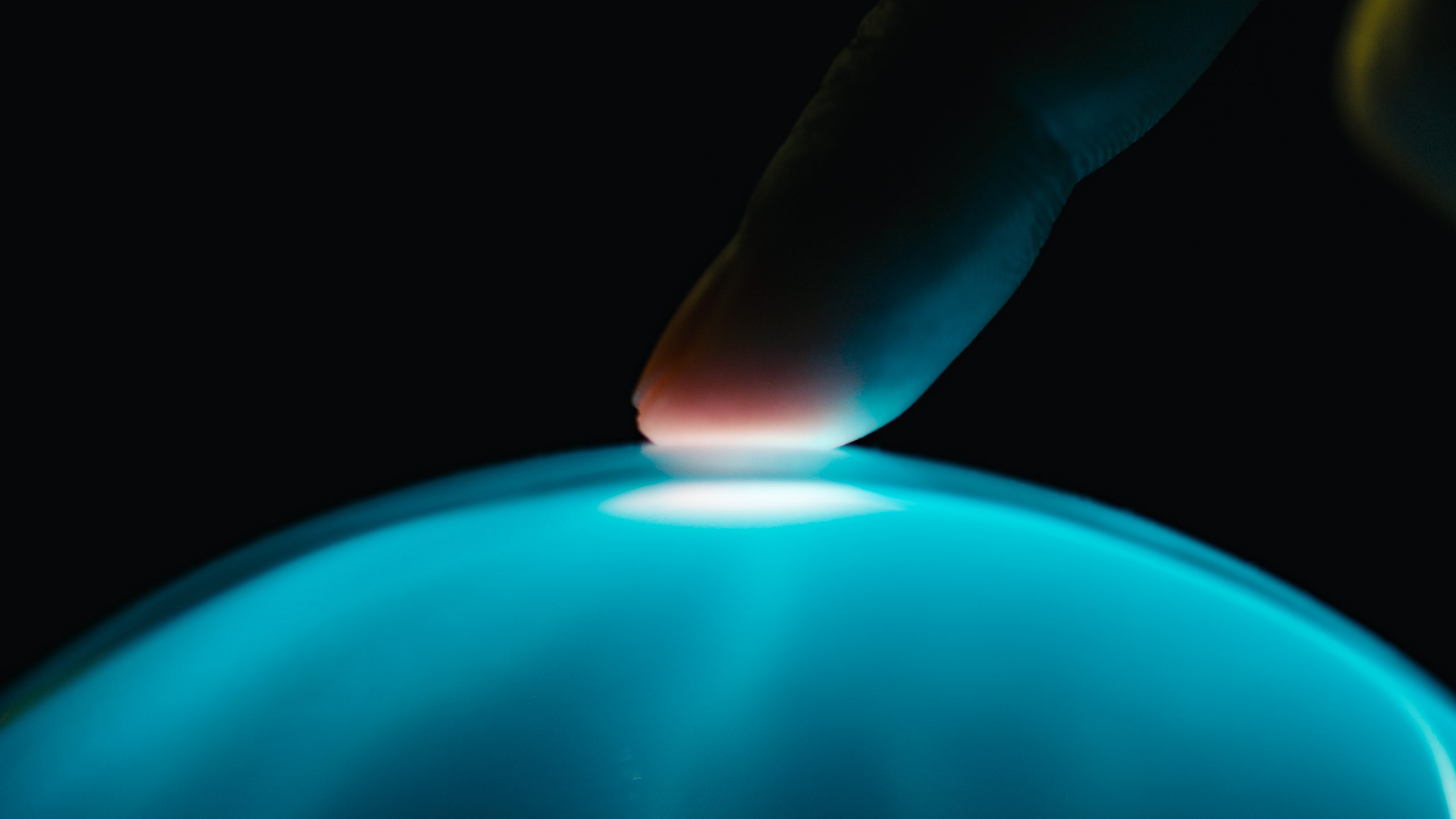 Human finger interacts with artificial intelligence